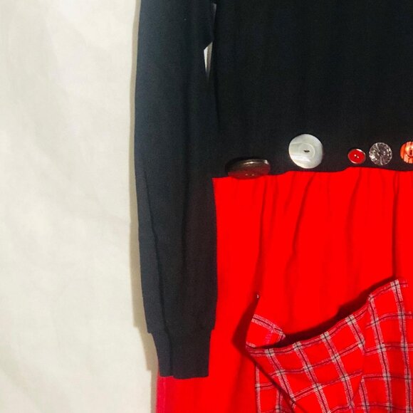 Paula dress long sleeve long pocket red black buttons extra large READ - Picture 7 of 14